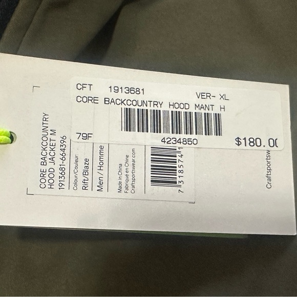 NEW Men’s Craft Core BackCountry Jacket Size XL - Picture 3 of 4